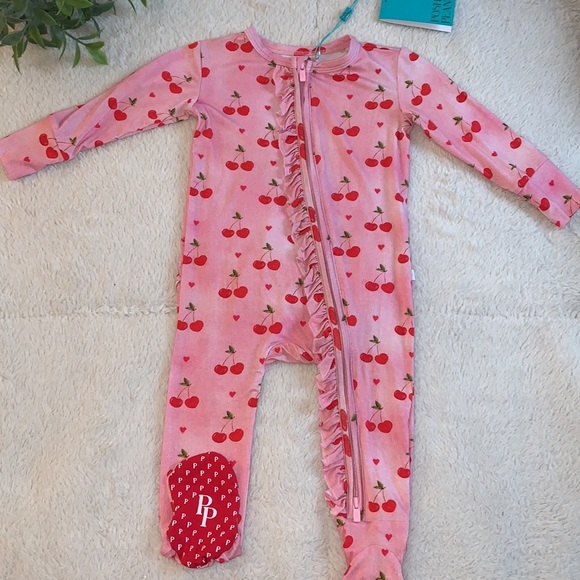 Posh Peanut Other - NWT Posh Peanut Very Cherry Ruffled Footie 6-9M